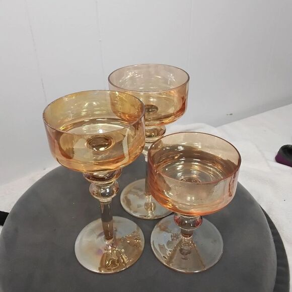 Set of 3 amber candle stands - Picture 2 of 5
